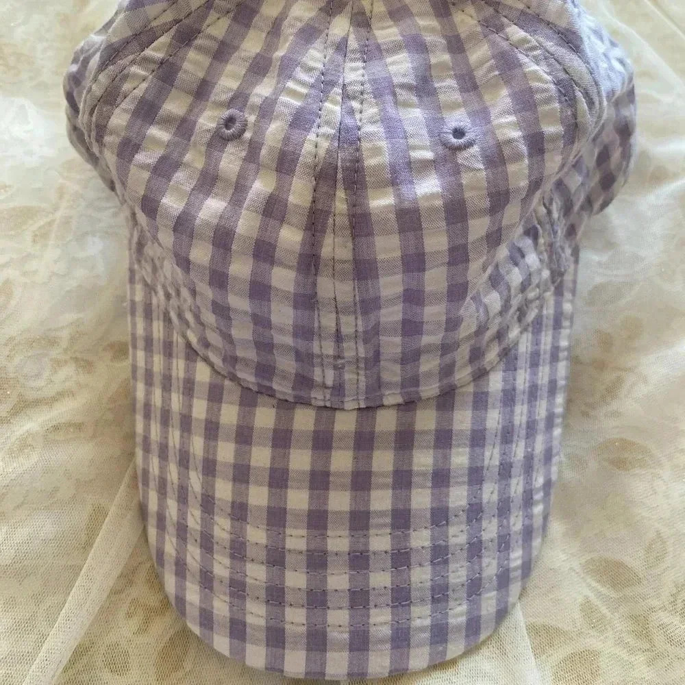 Toddler Girls Purple checks design Baseball Cap/Sun Hat Cotton Fabric Adjustable